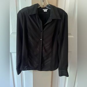 Black tailored fit striped blouse